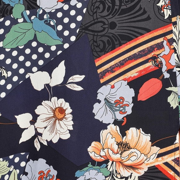 Aleta Navy Blue Print Short Sleeve Surplice Maxi Dress - Picture 4 of 13